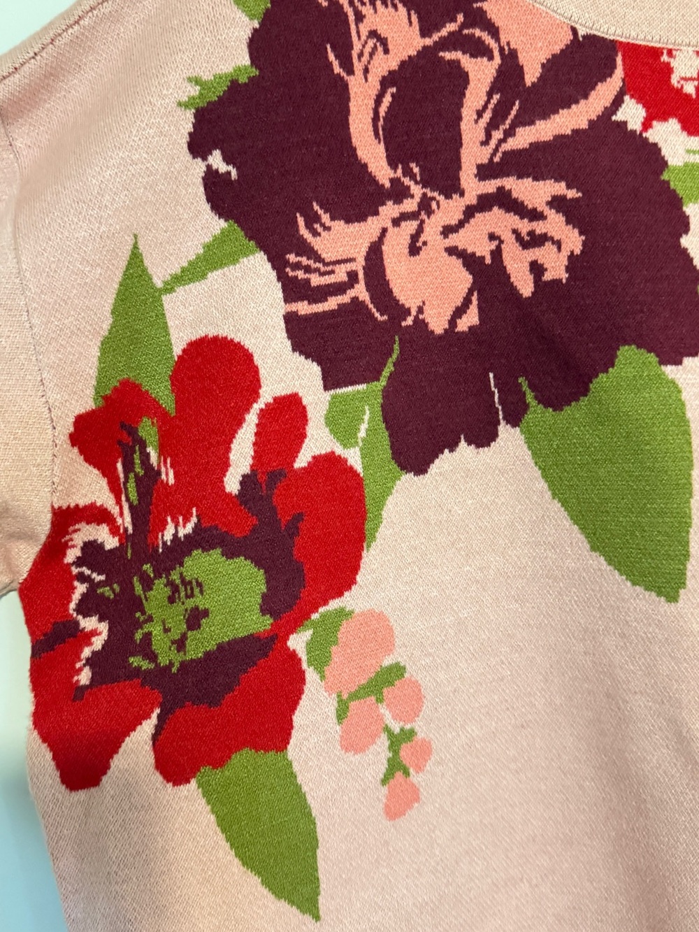Maeve Pink Floral Turtleneck Sweater - Picture 2 of 4